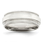 Sterling Silver 7mm Polished Flat Grooved Edge Fancy Band