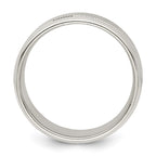 Sterling Silver 6mm Polished Flat Milgrain Beveled Edge Fancy Band