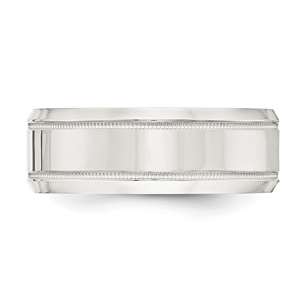 Sterling Silver 6mm Polished Flat Milgrain Beveled Edge Fancy Band