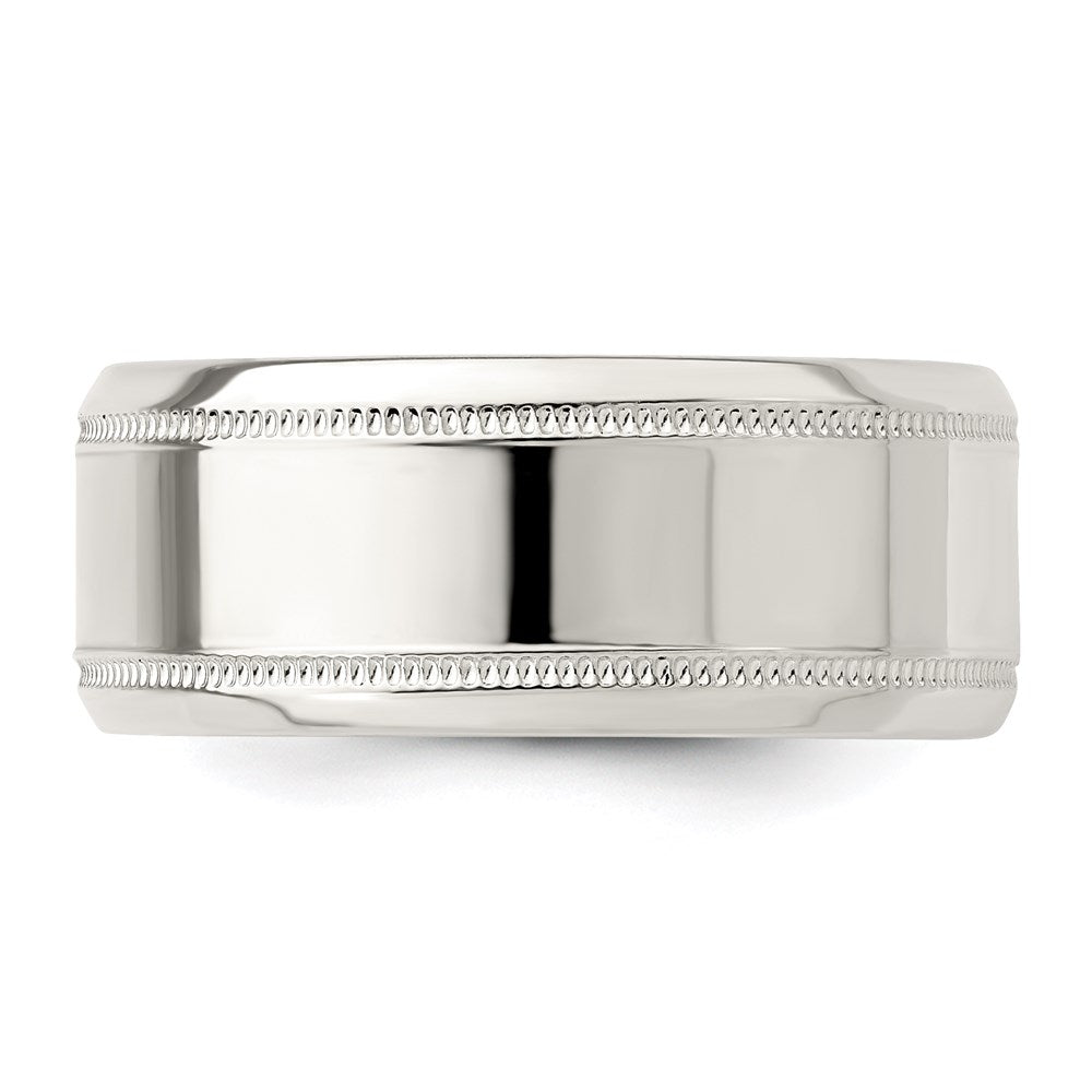 Sterling Silver 6mm Polished Flat Milgrain Beveled Edge Fancy Band