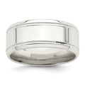Sterling Silver 6mm Polished Flat Milgrain Beveled Edge Fancy Band