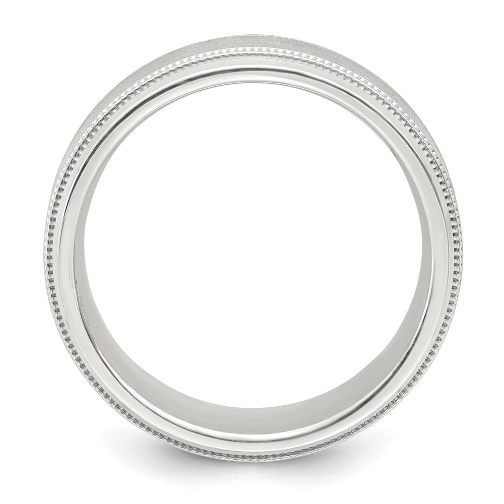 Sterling Silver 6mm Brushed Flat Milgrain Beveled Edge Fancy Band