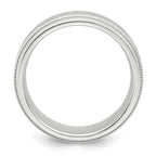Sterling Silver 6mm Brushed Flat Milgrain Beveled Edge Fancy Band