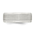 Sterling Silver 6mm Brushed Flat Milgrain Beveled Edge Fancy Band