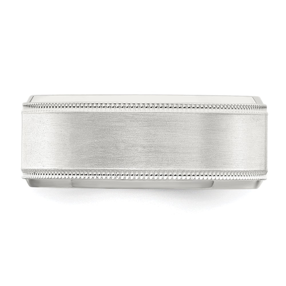 Sterling Silver 6mm Brushed Flat Milgrain Beveled Edge Fancy Band