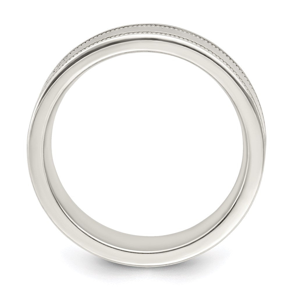 Sterling Silver 6mm Polished Flat Milgrain Grooved Edge Fancy Band