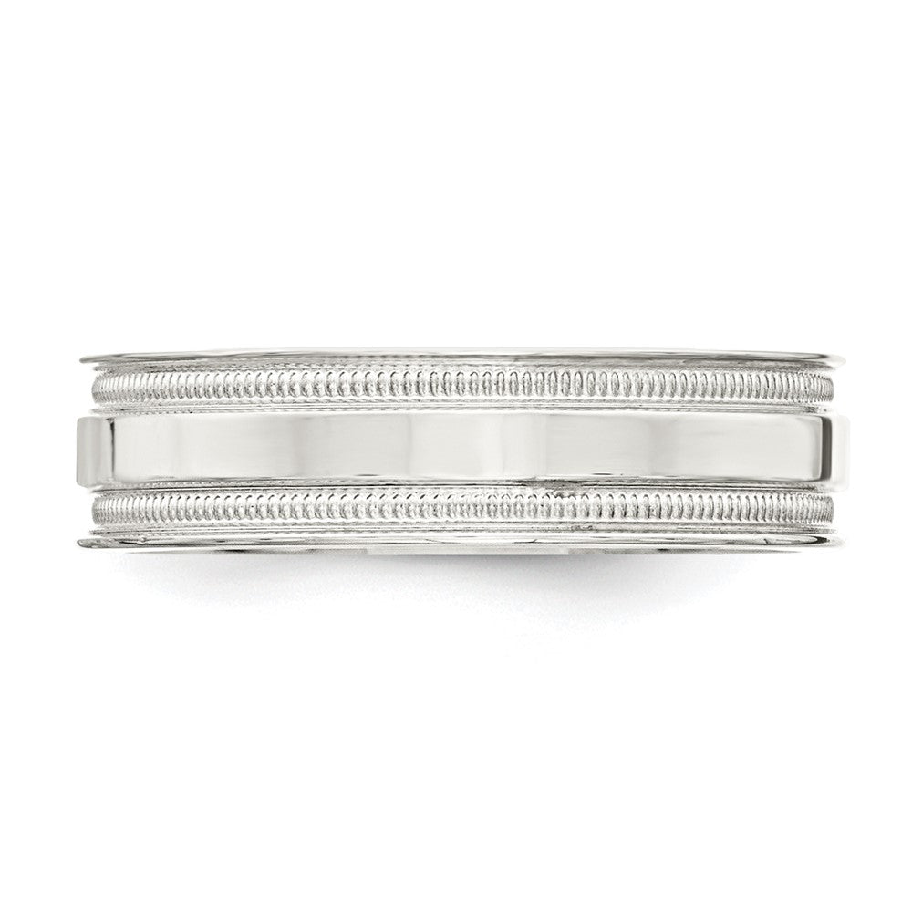 Sterling Silver 6mm Polished Flat Milgrain Grooved Edge Fancy Band
