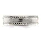 Sterling Silver 6mm Polished Flat Milgrain Grooved Edge Fancy Band
