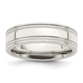 Sterling Silver 6mm Polished Flat Milgrain Grooved Edge Fancy Band
