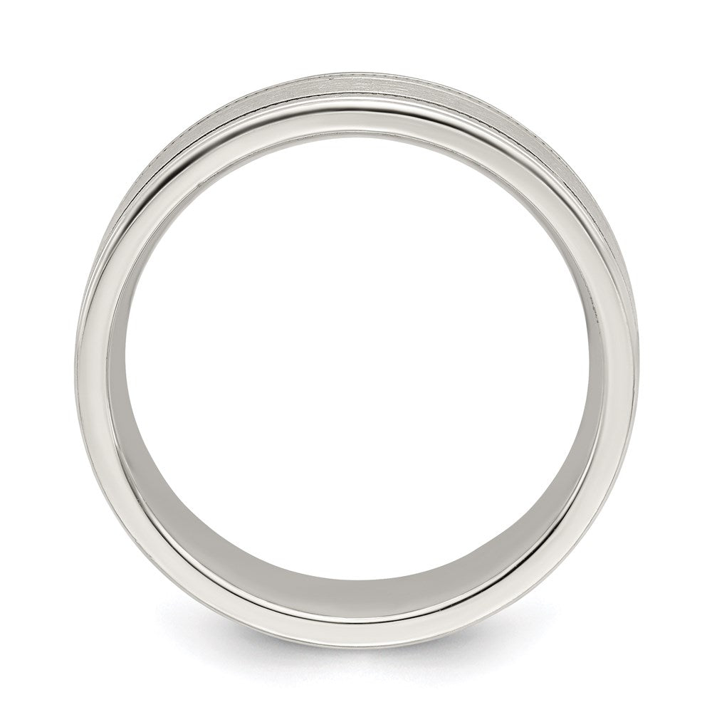 Sterling Silver 6mm Brushed Flat Milgrain Grooved Edge Fancy Band