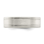 Sterling Silver 6mm Brushed Flat Milgrain Grooved Edge Fancy Band