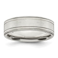 Sterling Silver 6mm Brushed Flat Milgrain Grooved Edge Fancy Band