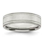 Sterling Silver 6mm Brushed Flat Milgrain Grooved Edge Fancy Band
