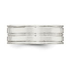 Sterling Silver 8mm Polished Flat Grooved Fancy Band
