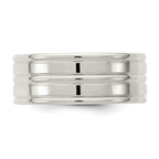 Sterling Silver 8mm Polished Flat Grooved Fancy Band