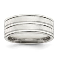 Sterling Silver 8mm Polished Flat Grooved Fancy Band