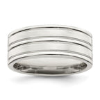 Sterling Silver 8mm Polished Flat Grooved Fancy Band
