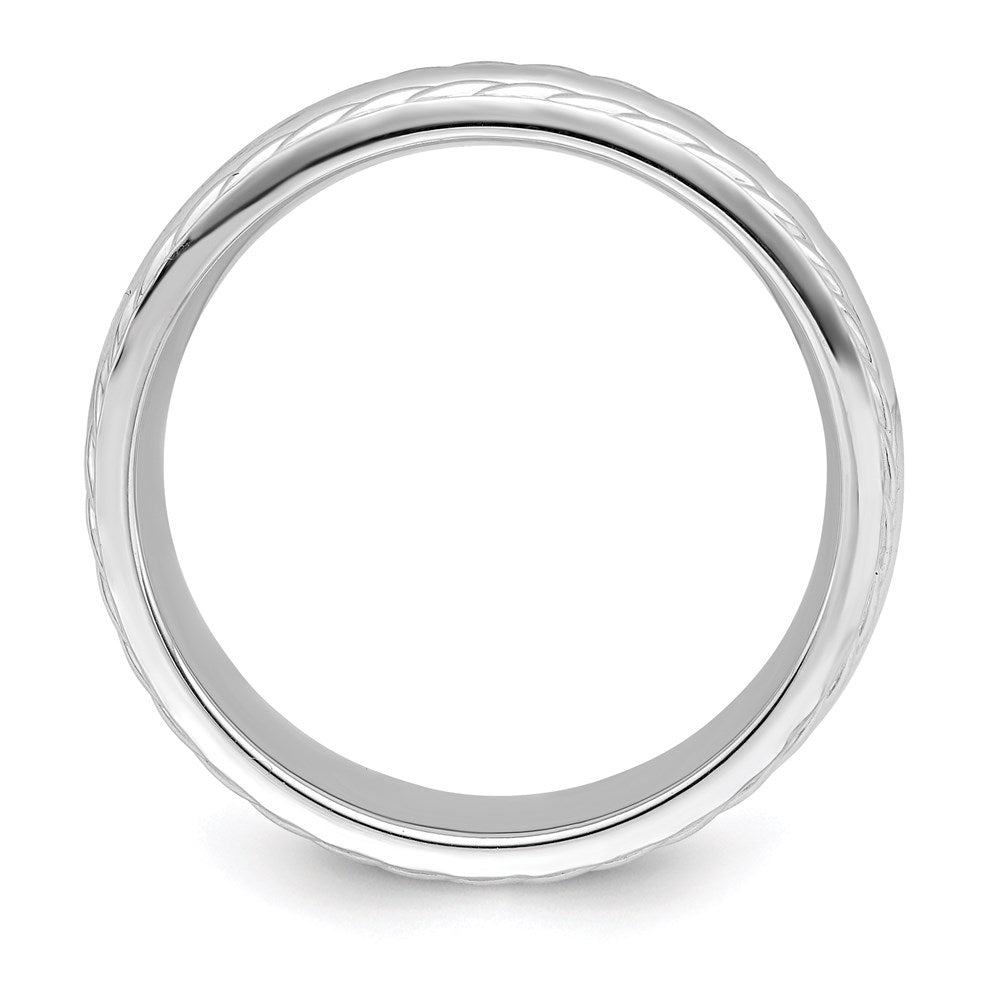 Sterling Silver 6mm Polished Domed Rope Edge Fancy Band