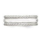 Sterling Silver 6mm Polished Domed Rope Edge Fancy Band
