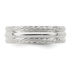 Sterling Silver 6mm Polished Domed Rope Edge Fancy Band
