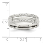 Sterling Silver 6mm Polished Domed Rope Edge Fancy Band