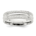 Sterling Silver 6mm Polished Domed Rope Edge Fancy Band