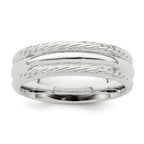 Sterling Silver 6mm Polished Domed Rope Edge Fancy Band