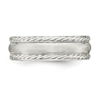 Sterling Silver 6mm Brushed Domed Rope Edge Fancy Band