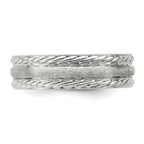 Sterling Silver 6mm Brushed Domed Rope Edge Fancy Band