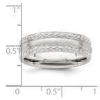 Sterling Silver 6mm Brushed Domed Rope Edge Fancy Band