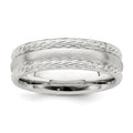 Sterling Silver 6mm Brushed Domed Rope Edge Fancy Band