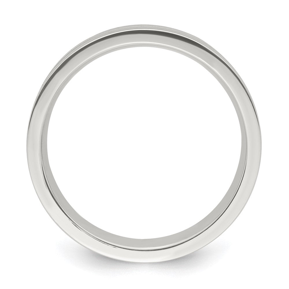 Sterling Silver 6mm Polished Flat Grooved Center Fancy Band