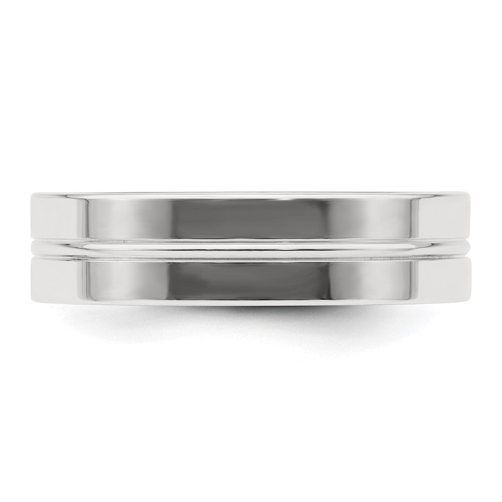 Sterling Silver 6mm Polished Flat Grooved Center Fancy Band