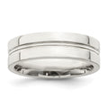 Sterling Silver 6mm Polished Flat Grooved Center Fancy Band