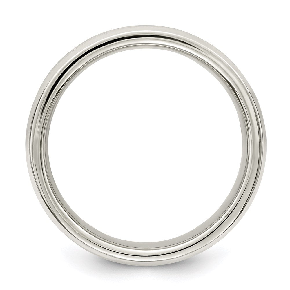 Sterling Silver 6mm Polished Flat Grooved Fancy Band