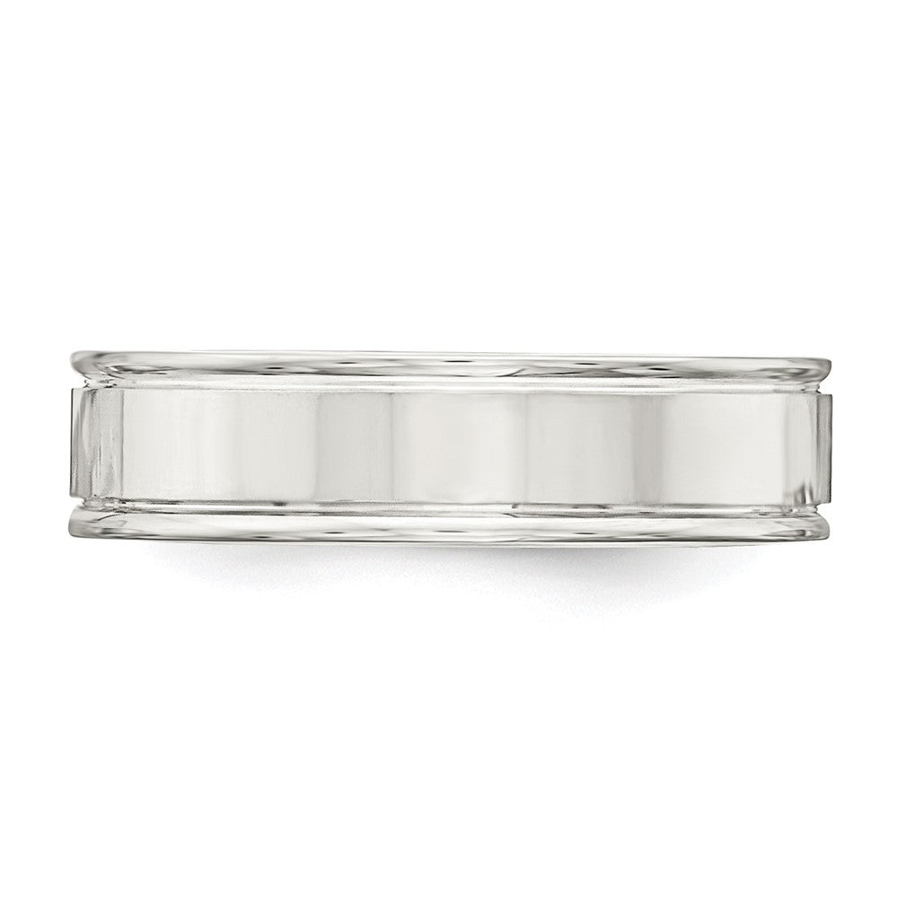 Sterling Silver 6mm Polished Flat Grooved Fancy Band