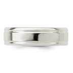 Sterling Silver 6mm Polished Flat Grooved Fancy Band