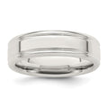 Sterling Silver 6mm Polished Flat Grooved Fancy Band
