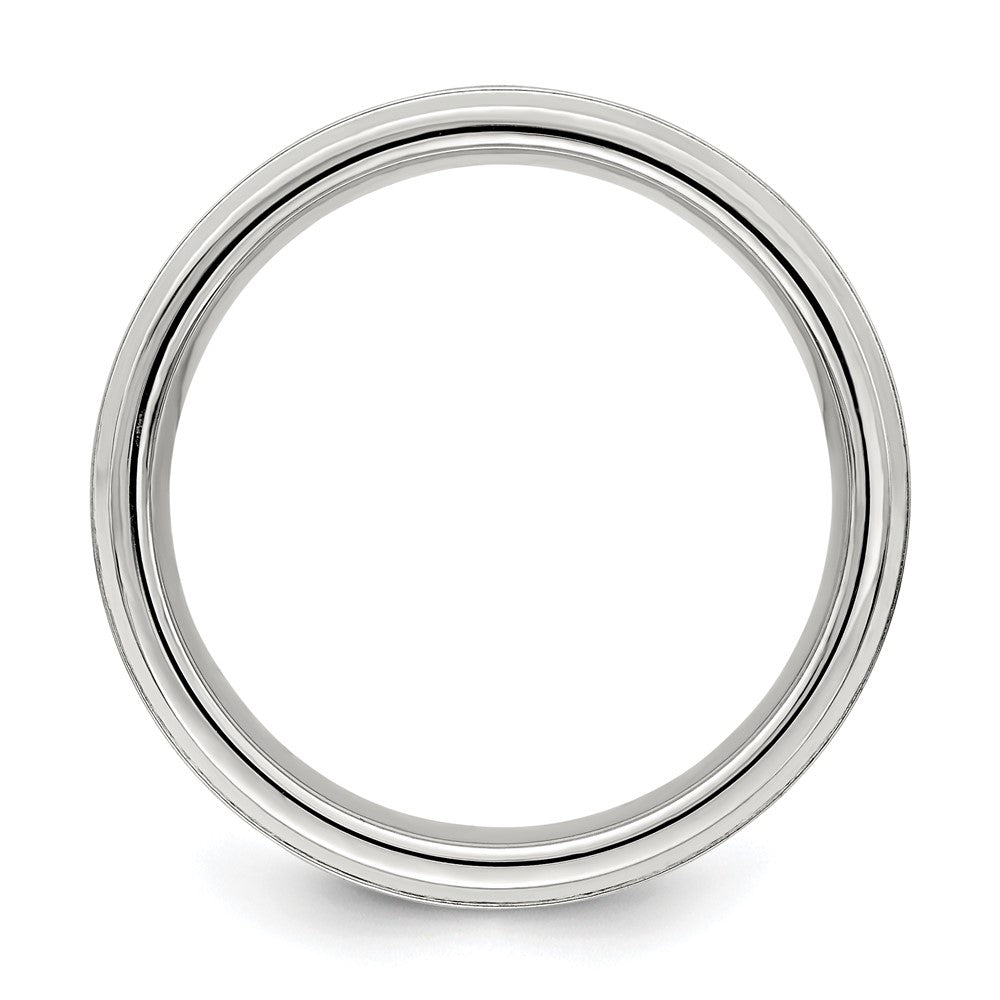 Sterling Silver 6mm Brushed Flat Grooved Fancy Band