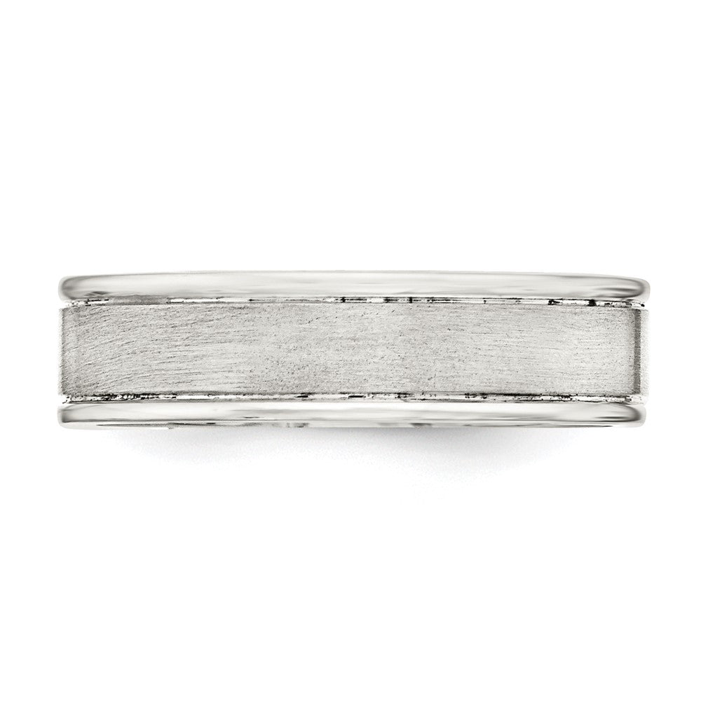Sterling Silver 6mm Brushed Flat Grooved Fancy Band