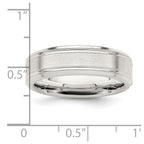 Sterling Silver 6mm Brushed Flat Grooved Fancy Band