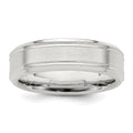 Sterling Silver 6mm Brushed Flat Grooved Fancy Band