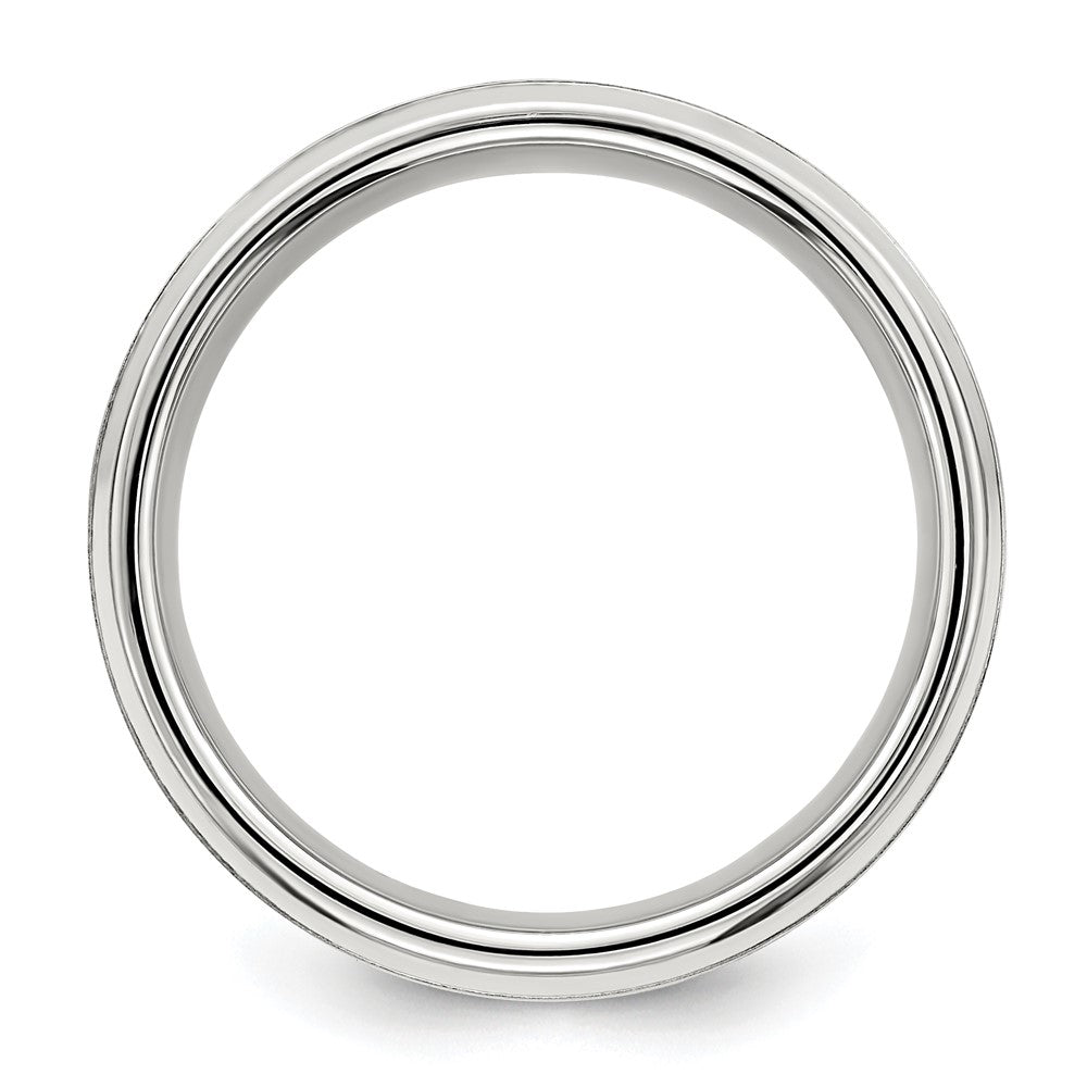 Sterling Silver 6mm Brushed Flat Beveled Edge Fancy Band