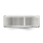 Sterling Silver Rhodium-plated 8mm Brushed Fancy Band
