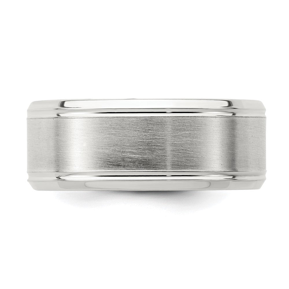 Sterling Silver 6mm Brushed Flat Beveled Edge Fancy Band