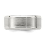 Sterling Silver Rhodium-plated 8mm Brushed Fancy Band