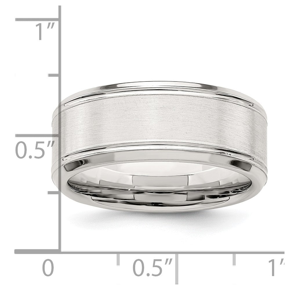 Sterling Silver 6mm Brushed Flat Beveled Edge Fancy Band