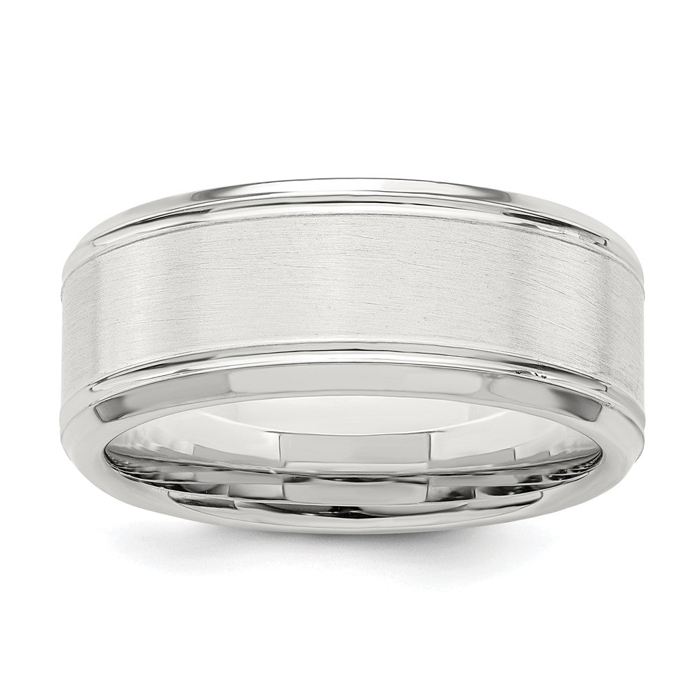 Sterling Silver 6mm Brushed Flat Beveled Edge Fancy Band