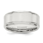Sterling Silver 6mm Brushed Flat Beveled Edge Fancy Band