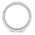 Sterling Silver 8mm Polished Flat Notched Beveled Edge Fancy Band